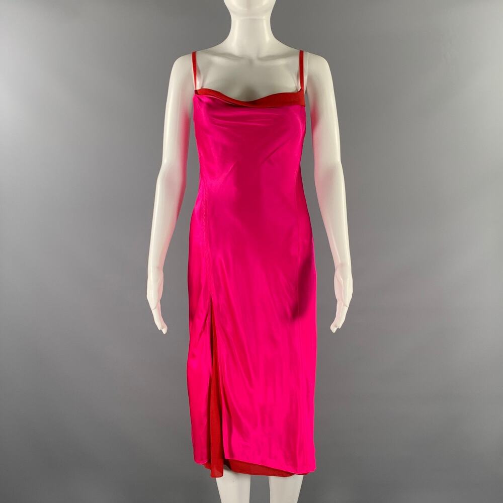ACNE STUDIOS Size XS Pink Red Viscose  Silk Two Tone Shift Dress